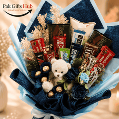 Blue Teddy Chocolate Bouquet