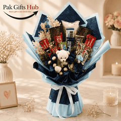 Blue Teddy Chocolate Bouquet