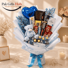 Blue Teddy Chocolate Bouquet