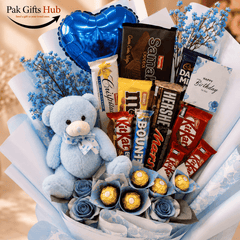 Blue Teddy Chocolate Bouquet