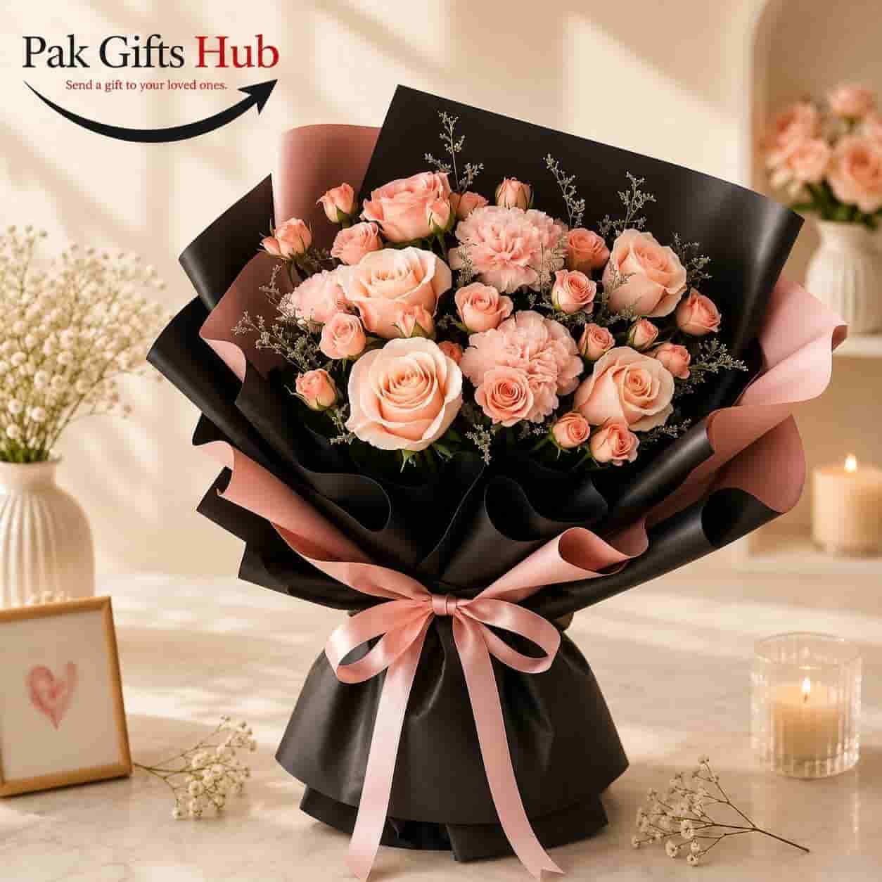 Elegant Peach Rose Bouquet