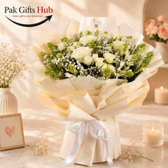 Elegant White & Green Flower Bouquet
