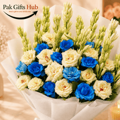 Elegant Blue & White Mixed Flower Bouquet