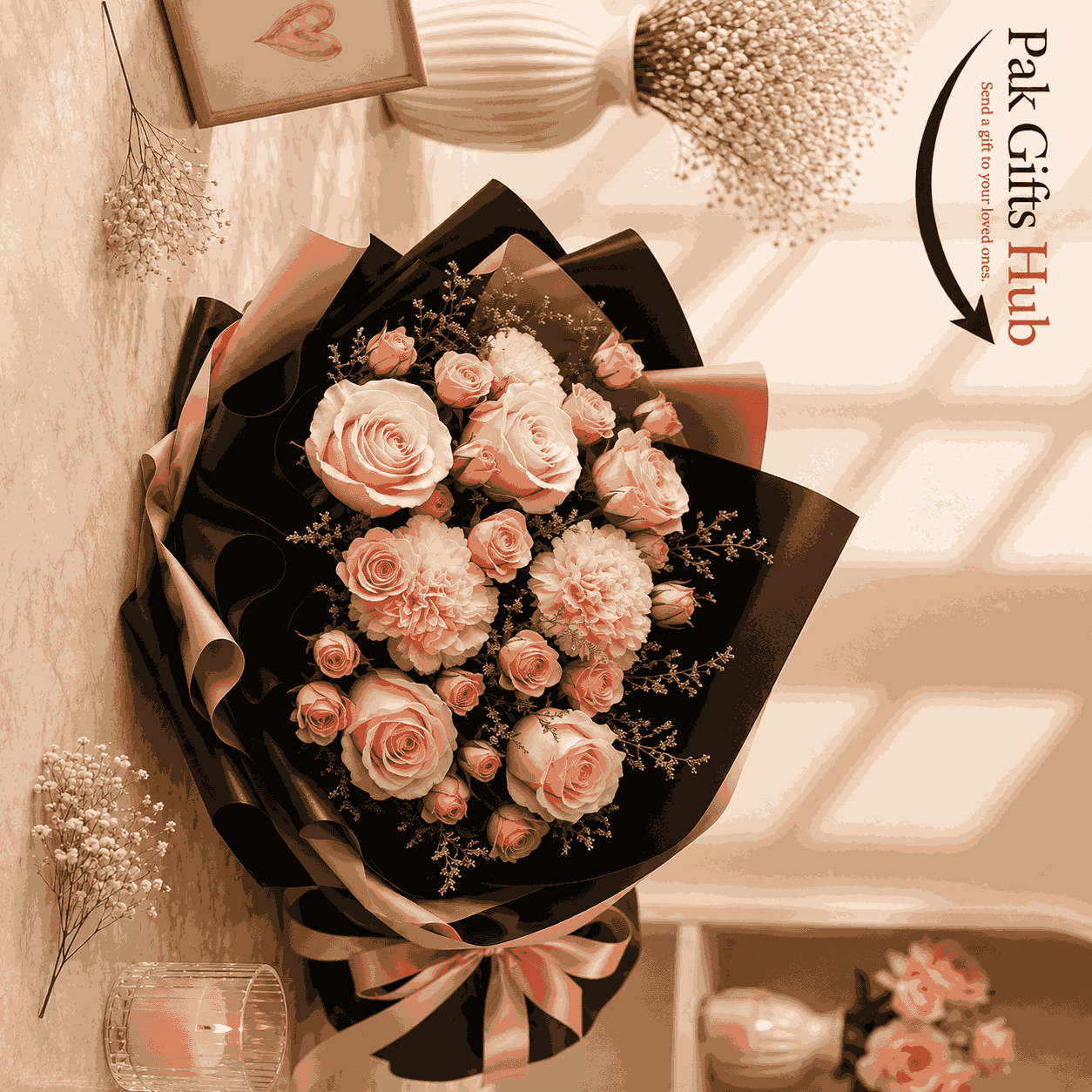 Elegant Peach Rose Bouquet