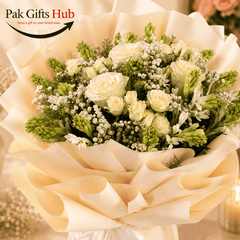 Elegant White & Green Flower Bouquet