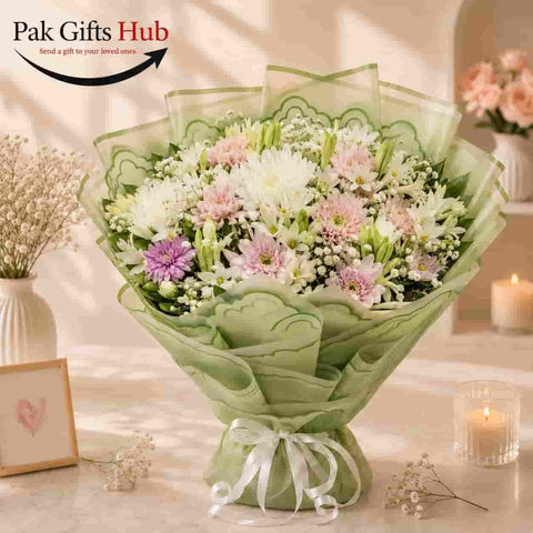 Pink & White Chrysanthemum Bouquet