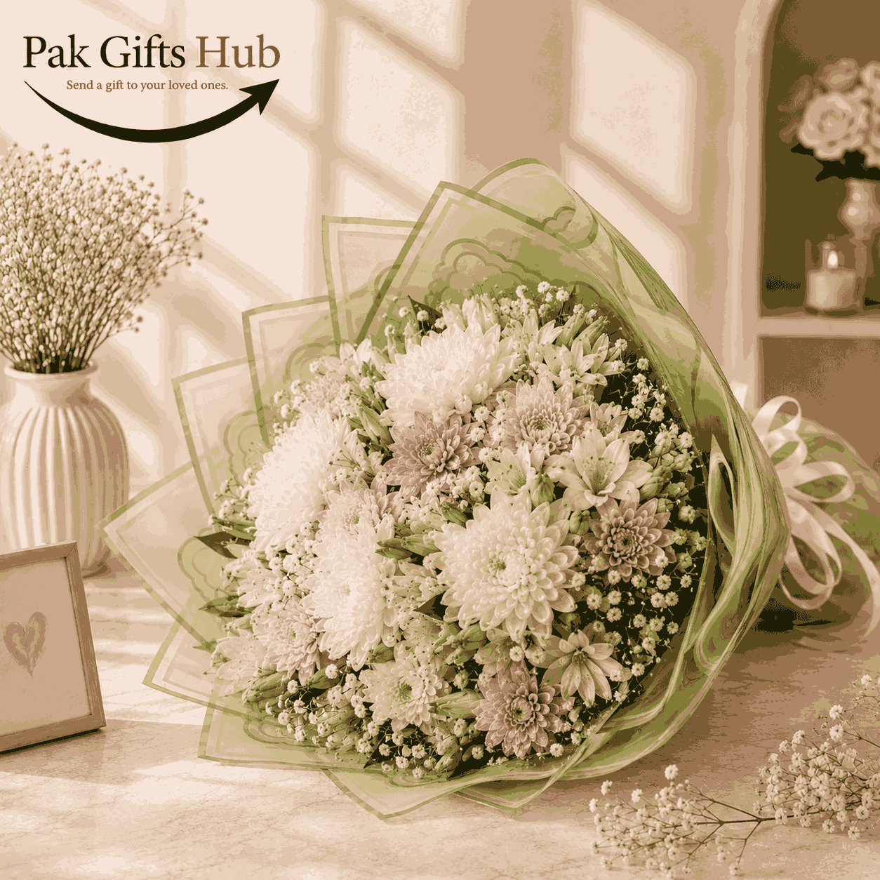 Pink & White Chrysanthemum Bouquet