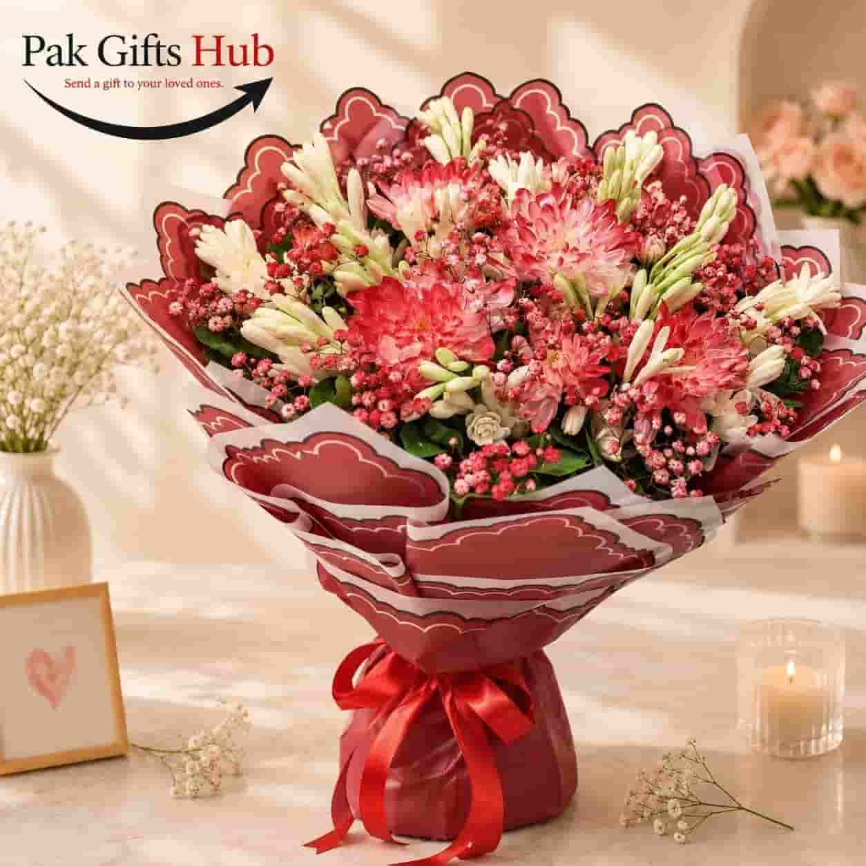 Red & Pink Chrysanthemum Bouquet