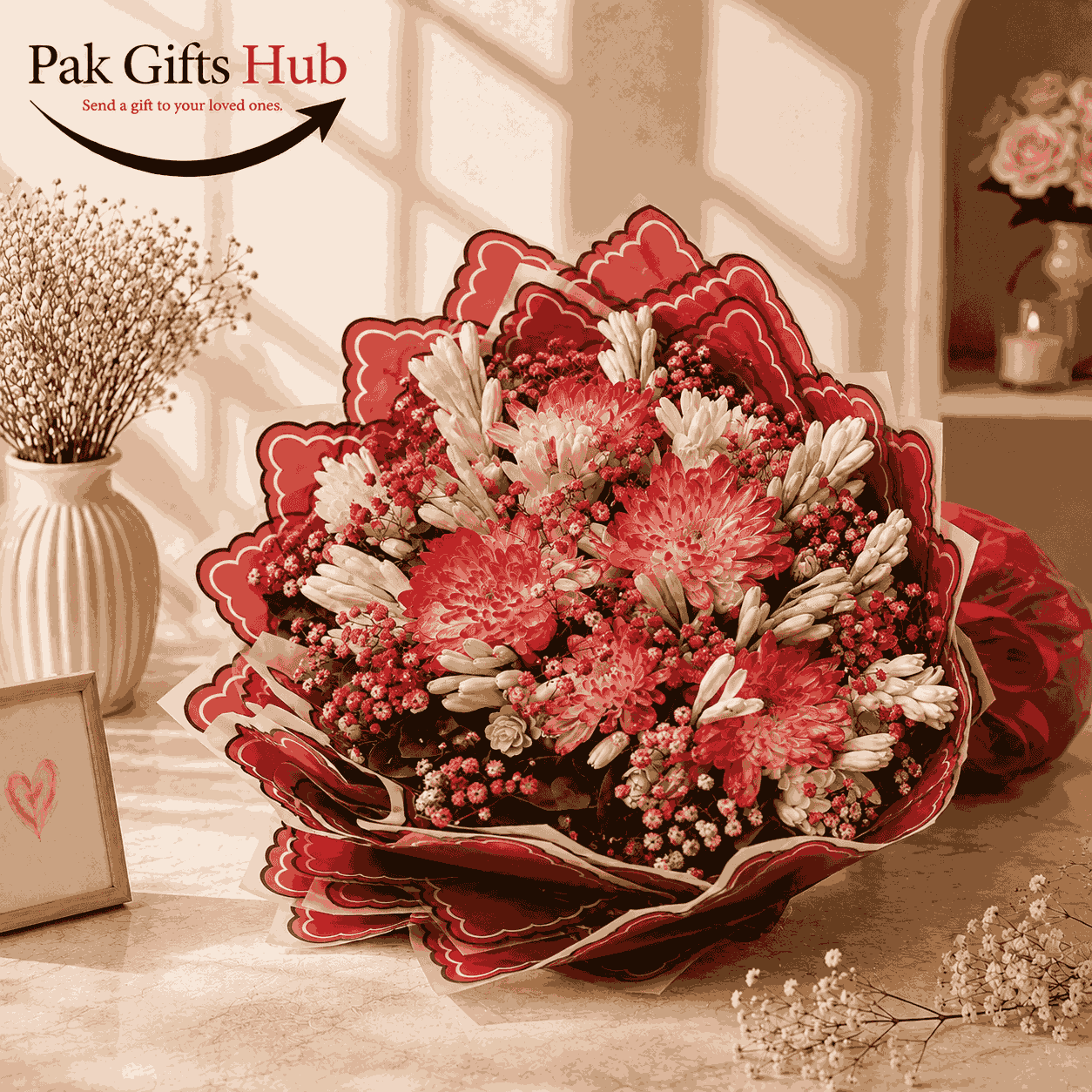 Red & Pink Chrysanthemum Bouquet