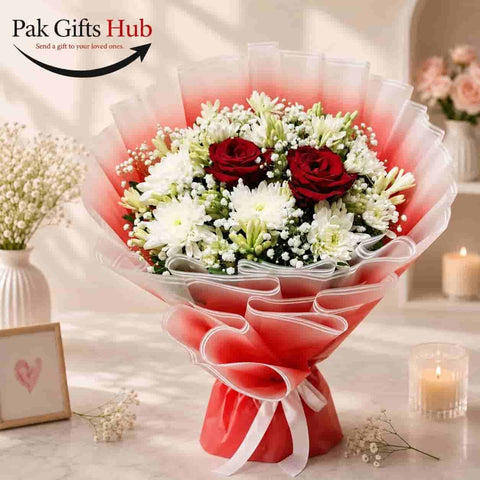 Red & White Flower Bouquet